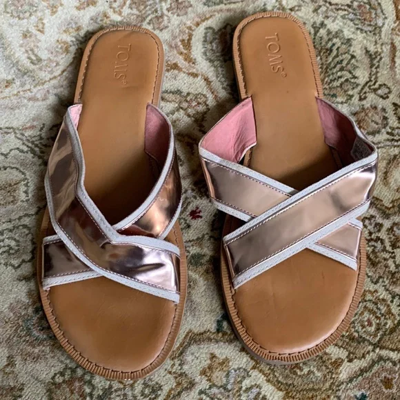 Rose Gold Toms Flip Flop TOMS Women's Slide Sandals Rose Gold